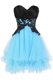 New Style Blue And Black Tulle Lace Up Sweetheart Sleeveless Mini Length Appliques