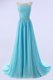Sophisticated Baby Blue Zipper Scoop Beading Chiffon Sleeveless Sweep Train