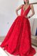 Red Prom Gown Prom and Party and For with Appliques V-neck Sleeveless Brush Train Zipper