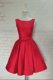 Free and Easy Sleeveless Satin Knee Length Backless Prom Gown in Red with Bowknot