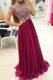 Cheap Bateau Cap Sleeves Sweep Train Zipper Prom Dress Burgundy Chiffon
