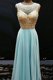 Scoop Floor Length Aqua Blue Chiffon Sleeveless Beading