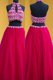 Customized Halter Top Satin Sleeveless Floor Length Prom Party Dress and Beading