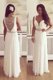 Captivating White V-neck Neckline Beading and Belt Prom Dresses Sleeveless Zipper