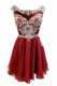 Burgundy Zipper Bateau Beading and Sashes ribbons Prom Evening Gown Chiffon Cap Sleeves