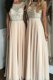 Champagne Chiffon Side Zipper Prom Evening Gown Cap Sleeves Floor Length Beading