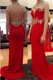 Custom Fit Red Sleeveless Chiffon Sweep Train Backless for Prom