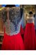 Scoop Red Zipper Prom Gown Beading Sleeveless Floor Length
