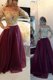 Scoop Burgundy A-line Beading and Appliques Homecoming Dress Zipper Organza Long Sleeves Floor Length