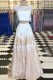 Bateau Cap Sleeves Dress for Prom Floor Length Beading and Lace Champagne Chiffon