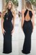 Mermaid Scoop Black Sleeveless Ruching Floor Length Prom Dresses