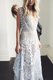 Flare Scoop White Zipper Dress for Prom Lace Sleeveless Floor Length