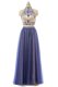 Best Halter Top Navy Blue A-line Appliques Prom Dresses Zipper Tulle Sleeveless Floor Length