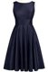 Super Scoop Navy Blue Sleeveless Taffeta Backless for Prom and Party
