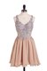 Great Chiffon V-neck Sleeveless Side Zipper Beading Dress for Prom in Peach