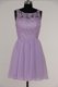 Scoop Sleeveless Chiffon and Lace Knee Length Zipper Dress for Prom in Lavender with Lace