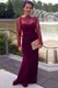 Deluxe Scalloped Elastic Woven Satin Long Sleeves With Train Prom Party Dress Brush Train and Lace