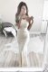 Great Halter Top White Mermaid Lace Dress for Prom Zipper Lace Sleeveless Floor Length