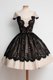 Comfortable Scoop Black Cap Sleeves Lace Knee Length Dress for Prom