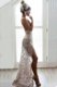 Champagne Lace Backless Straps Sleeveless Homecoming Dress Sequins