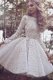 White Long Sleeves Mini Length Lace Lace Up Prom Gown