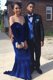 Pretty Mermaid Royal Blue Long Sleeves Lace Zipper Prom Evening Gown