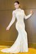 Mermaid White Homecoming Dress High-neck Long Sleeves Sweep Train Backless