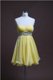 Lovely Sleeveless Organza Mini Length Backless Prom Dress in Light Yellow with Beading