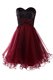 High Class Mini Length A-line Sleeveless Burgundy Prom Evening Gown Lace Up