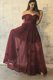 Off the Shoulder Burgundy Zipper Prom Dress Appliques Short Sleeves Floor Length