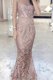 Great Pink Mermaid Scoop Sleeveless Lace Floor Length Zipper Lace Prom Party Dress