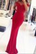 Attractive Mermaid Off the Shoulder Floor Length Zipper Prom Party Dress Red for Prom with Beading and Appliques