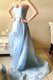 Excellent Sweetheart Sleeveless Asymmetrical Beading Light Blue Organza