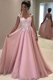 Pink Sleeveless With Train Appliques Zipper Prom Dresses