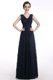 A-line Prom Party Dress Black V-neck Chiffon Sleeveless Floor Length Zipper