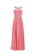 Delicate Watermelon Red Scoop Neckline Beading Prom Evening Gown Sleeveless Zipper