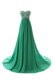 Chiffon Sweetheart Sleeveless Court Train Zipper Beading Prom Gown in Green