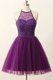 Purple Prom Party Dress Prom and Party and For with Sequins Scoop Sleeveless Zipper