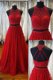 Affordable Scoop Sleeveless Beading and Appliques Backless Prom Dress with Red Sweep Train