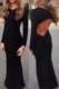 Attractive Mermaid Prom Party Dress Black Scoop Elastic Woven Satin Long Sleeves Floor Length Backless
