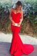 Lovely With Train Mermaid Sleeveless Red Sweep Train Zipper