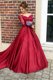 Off the Shoulder Long Sleeves Sweep Train Appliques Zipper Prom Party Dress