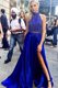 Fantastic Royal Blue Zipper Homecoming Dress Beading Sleeveless With Train Sweep Train