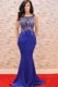 Fabulous Mermaid Scoop Royal Blue Sleeveless Sweep Train Beading and Appliques Prom Dresses