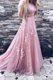 Fabulous Pink Tulle Zipper Scoop Sleeveless Prom Evening Gown Sweep Train Appliques and Sashes ribbons