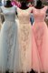 New Arrival Sweep Train A-line Prom Dress Light Blue Scoop Tulle Sleeveless With Train Zipper