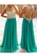 Scoop Green Backless Prom Gown Beading Sleeveless Floor Length