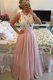 Fine Pink Column/Sheath Chiffon Scoop Sleeveless Lace Floor Length Side Zipper Homecoming Dress