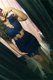 Mermaid Scoop Cap Sleeves Sweep Train Zipper Dress for Prom Navy Blue Tulle
