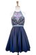 Navy Blue A-line Chiffon Halter Top Sleeveless Beading Mini Length Side Zipper Homecoming Dress